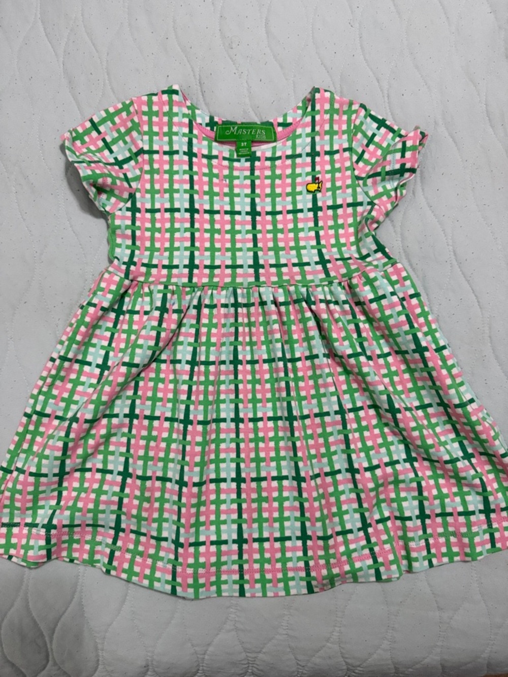 Masters Pink & Green Plaid Cotton Casual Dress